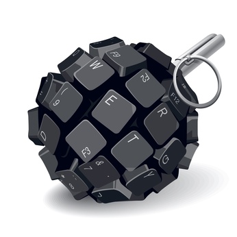 illustration of a keyboard shaped into a grenade